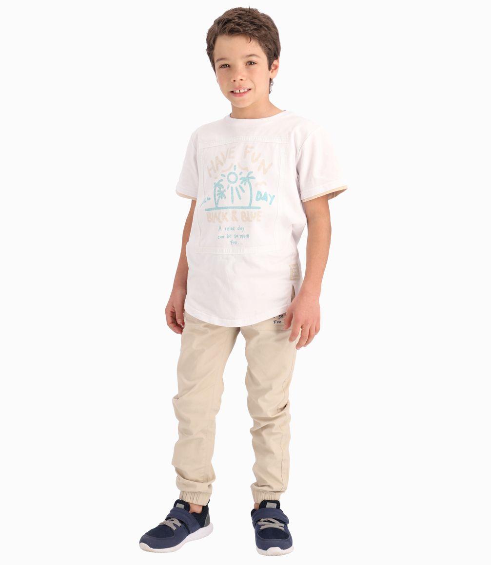 Polera Con Parche Estampado Niño Blanco Black and Blue-1
