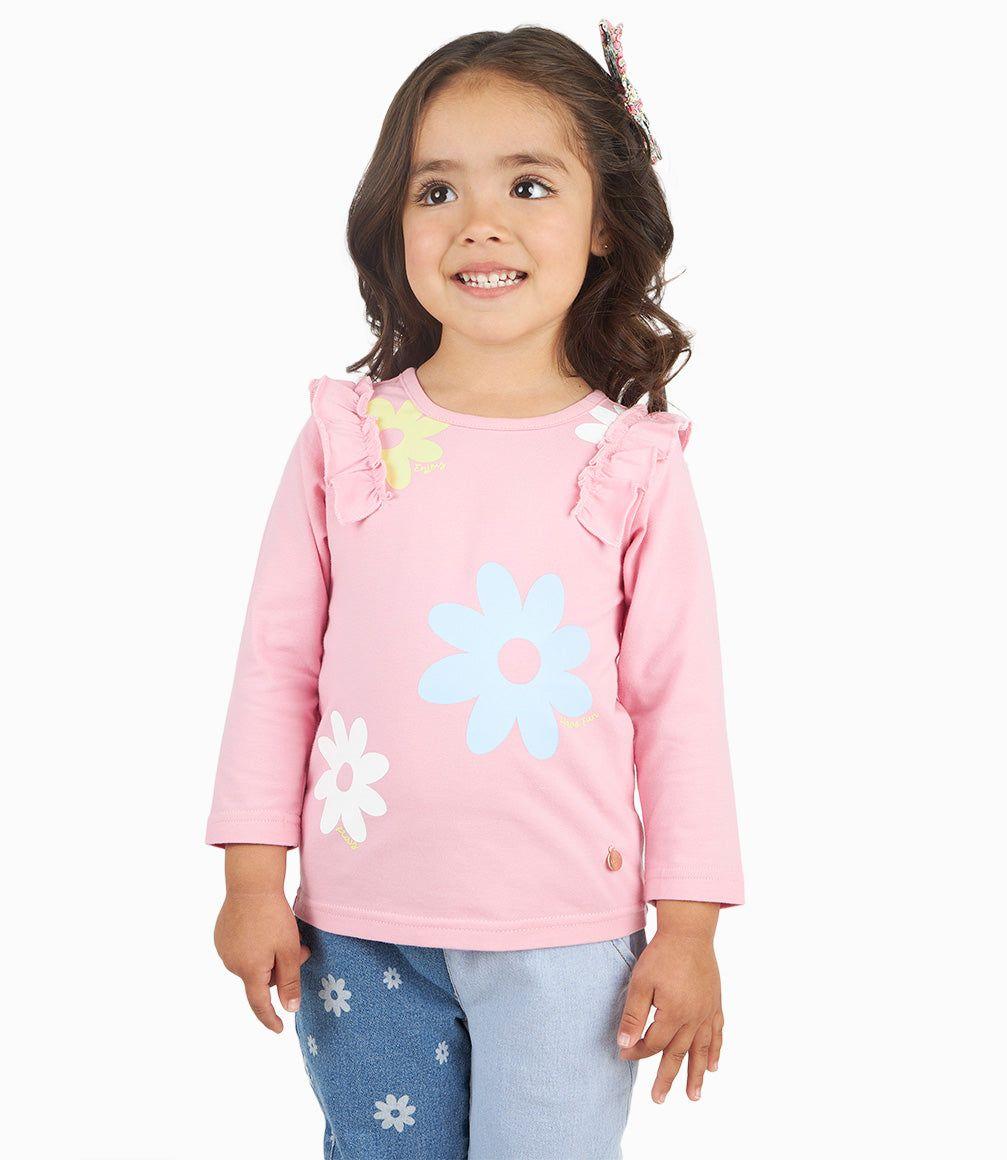 Polera Bebé Niña Con Estampado De Flores Rosado 4 Kids-3