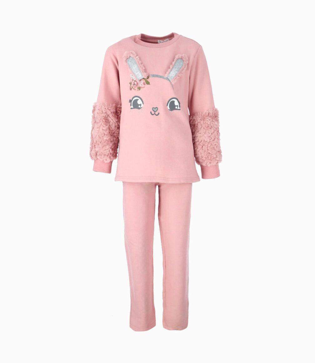Conjunto buzo niña de polerón y pantalón palo rosa Limonada-0