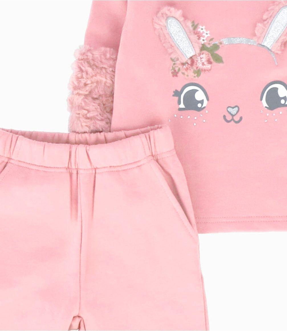 Conjunto buzo niña de polerón y pantalón palo rosa Limonada-3