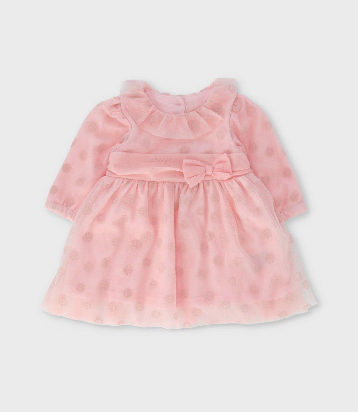 Vestido recién nacida con vuelos rosado Limonada-0