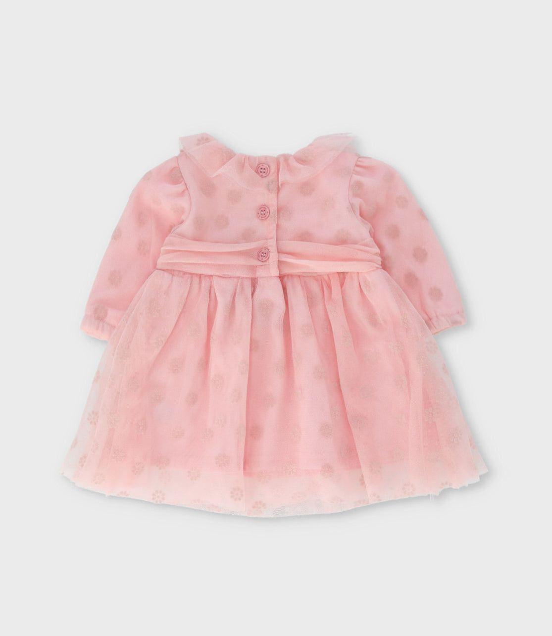 Vestido recién nacida con vuelos rosado Limonada-1