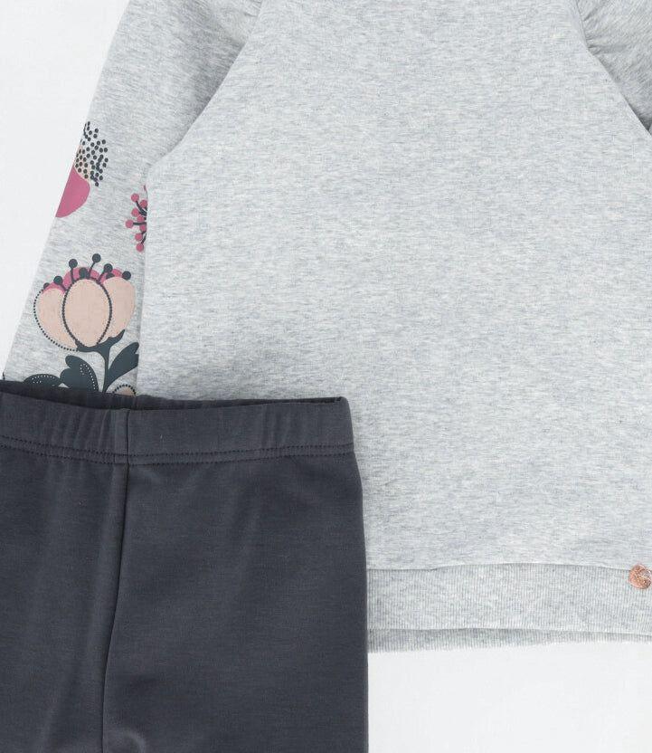 Conjunto niña con flores gris 4 Kids-3