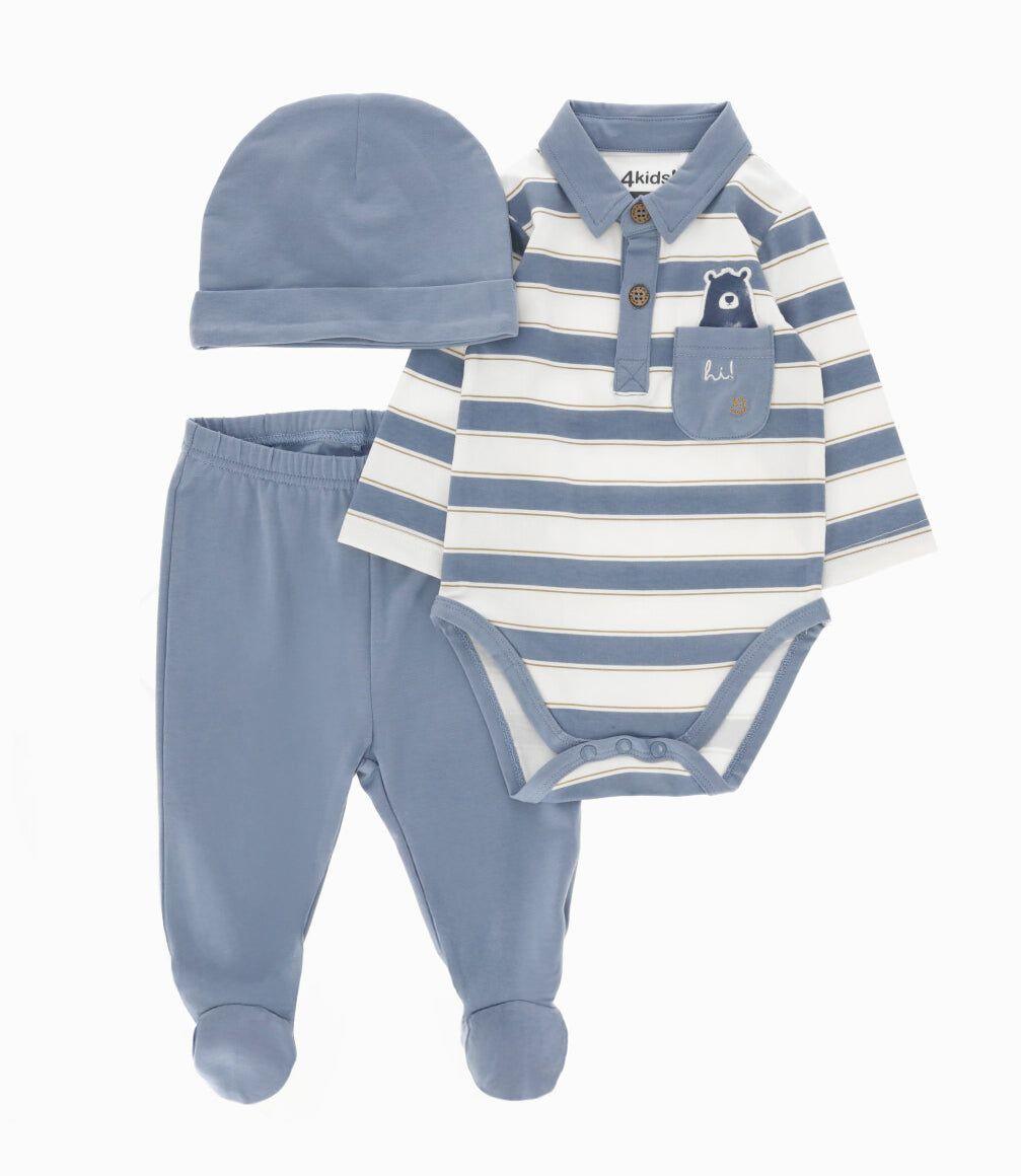 Conjunto recién nacido 3 piezas celeste 4 Kids-0