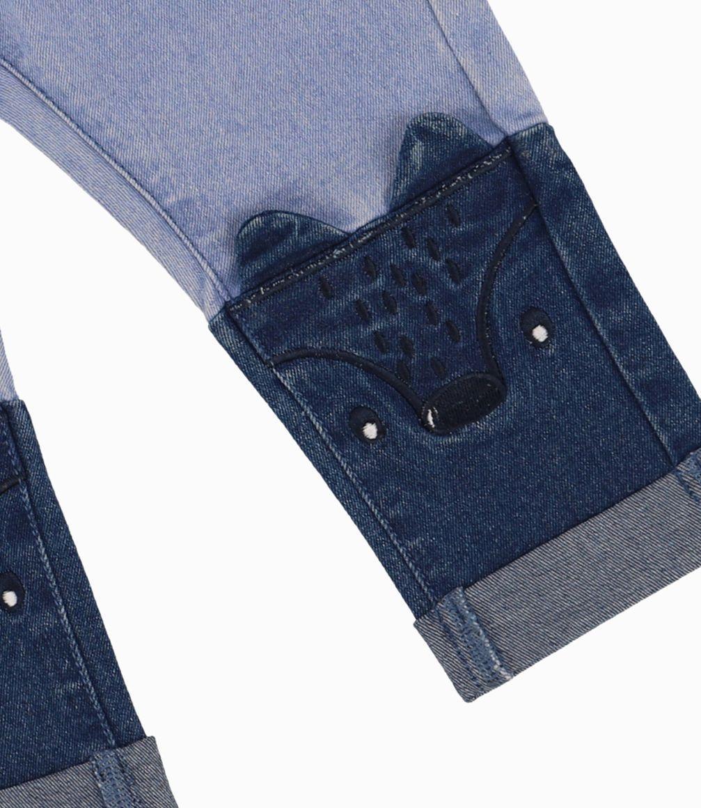 Jeans Bebé Niño Con Zorrito Denim Azul-2