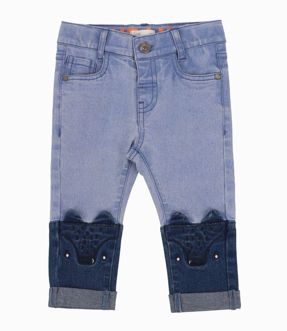 Jeans Bebé Niño Con Zorrito Denim Azul-0