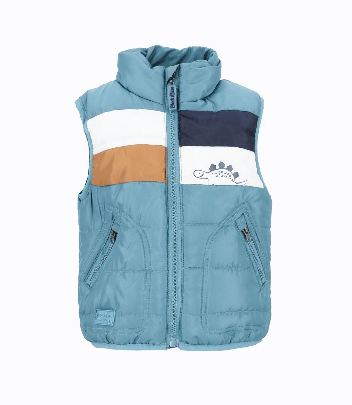 Parka bebés sin mangas petróleo Black and Blue-3