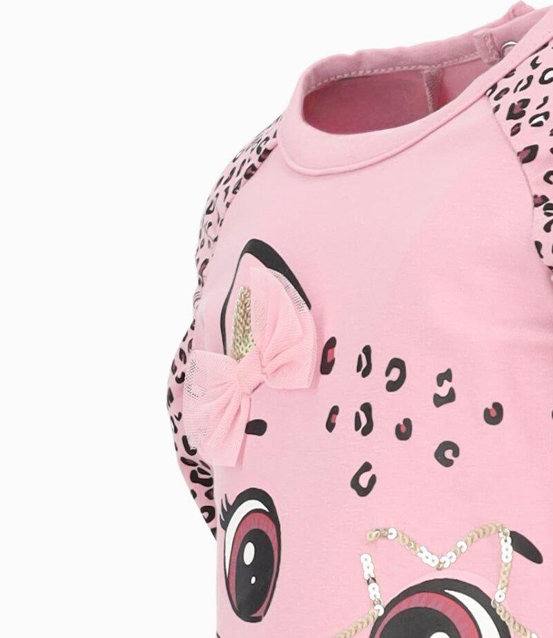Polera manga larga bebé animal print palo rosa Limonada-3