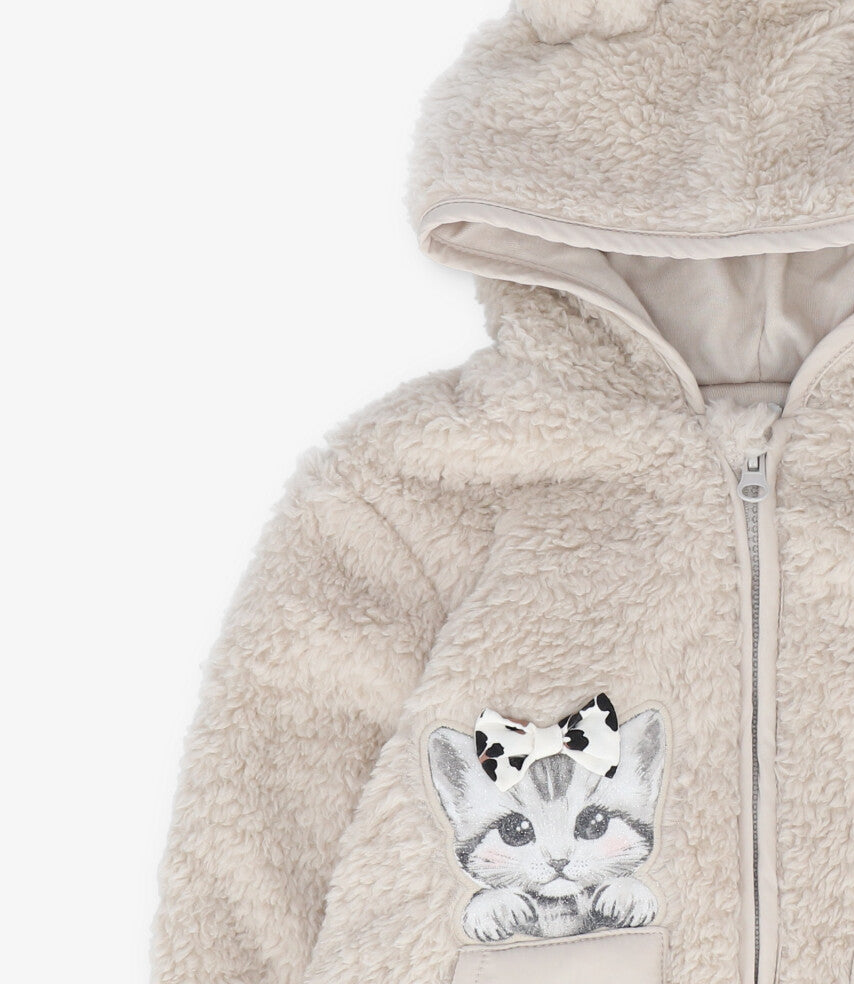Chaqueta bebé de chiporro con gatito arena Limonada-2