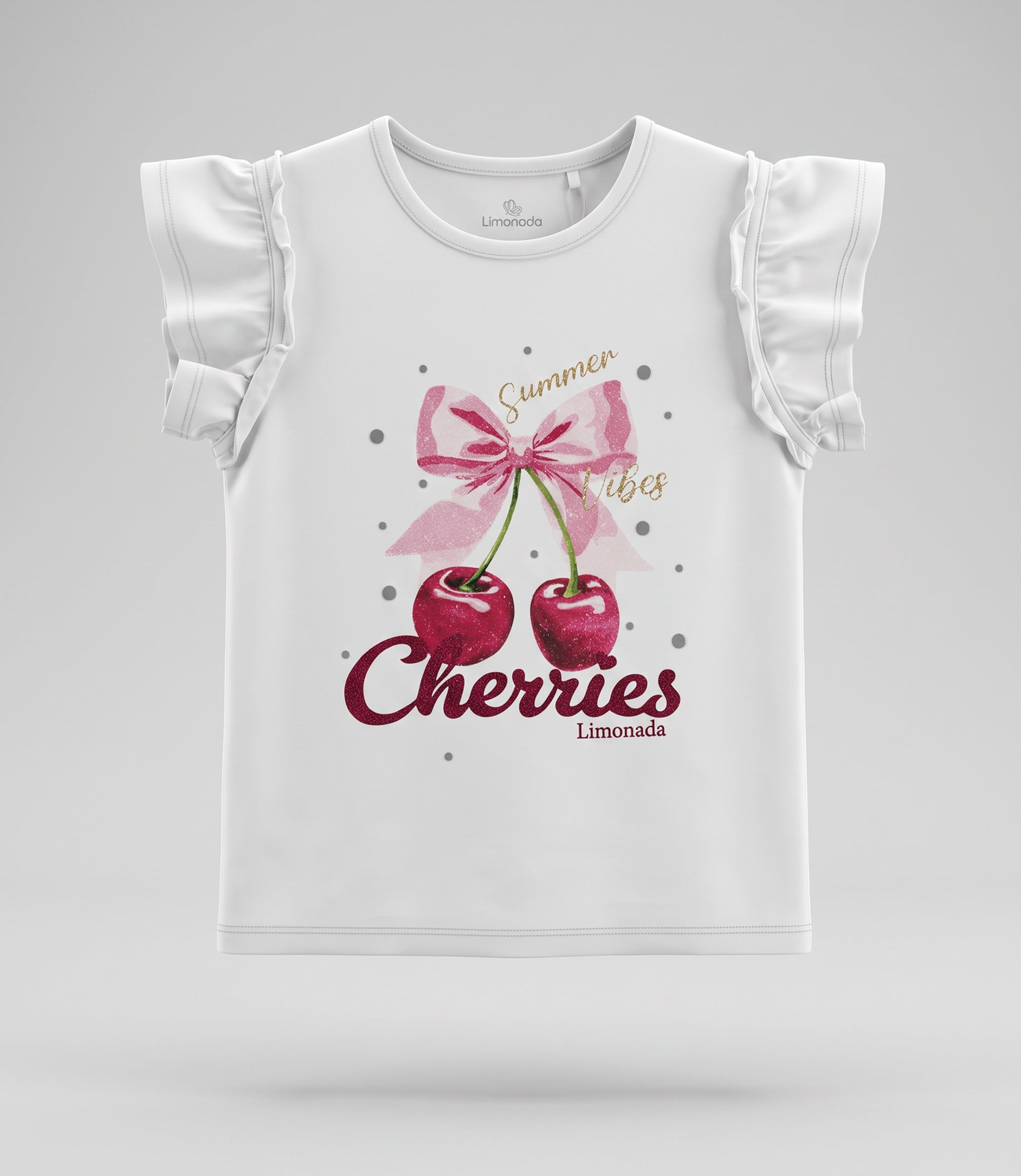 Polera manga corta niña cherry L11021270103 crudo Limonada-2