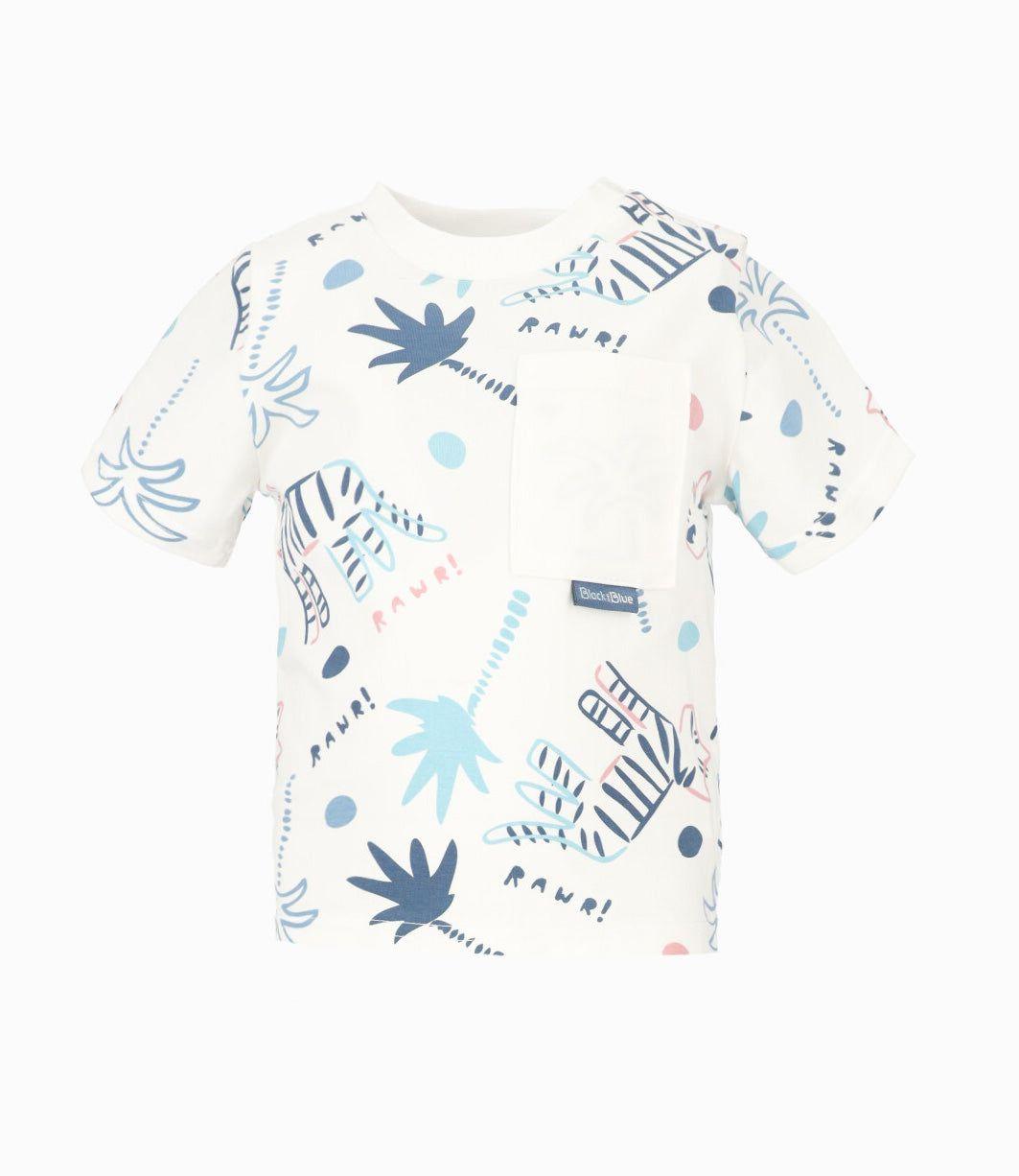 Polera manga corta bebé con estampado crudo Black and Blue-0