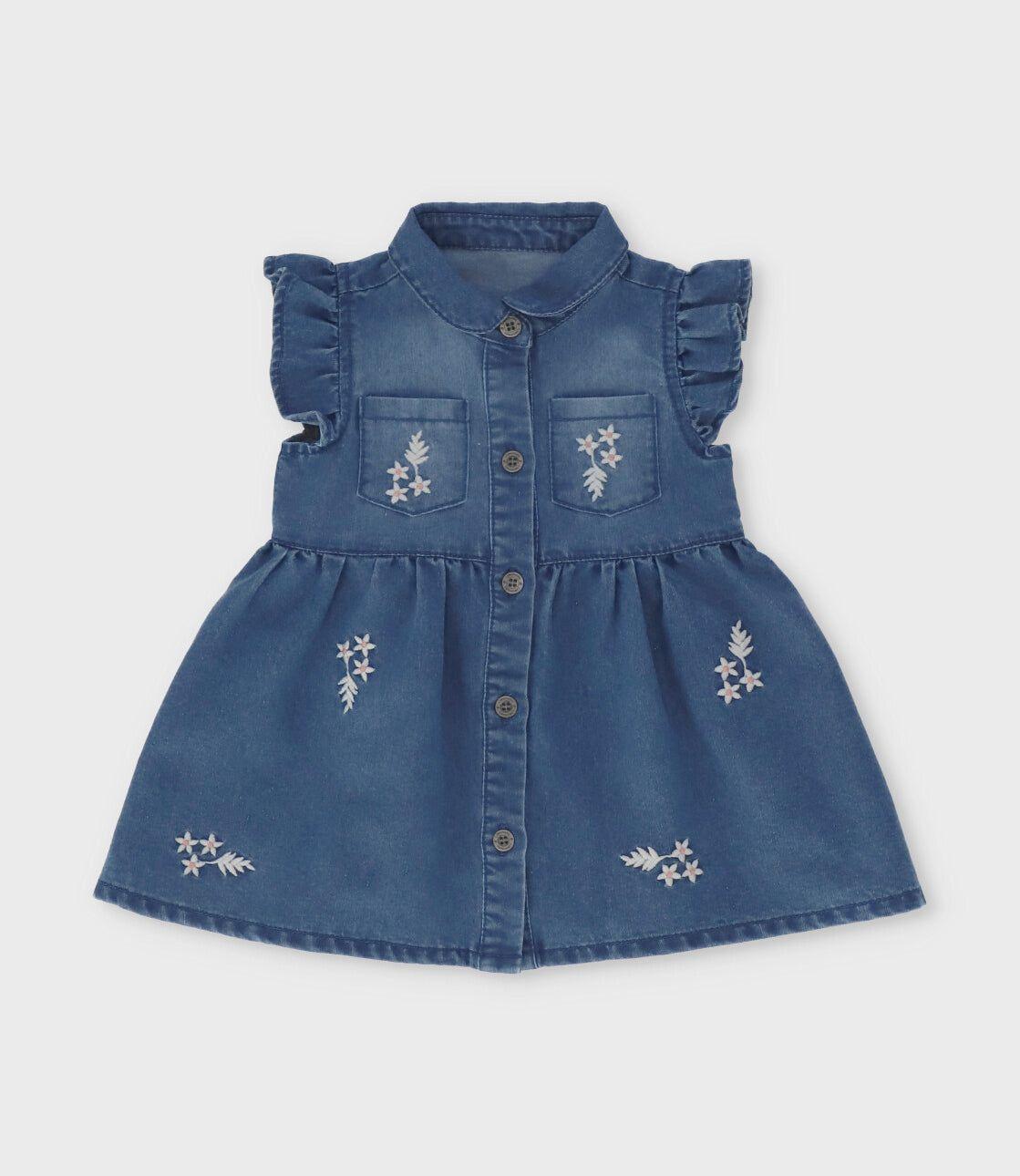 Conjunto recién nacida flores bordadas celeste Limonada-1