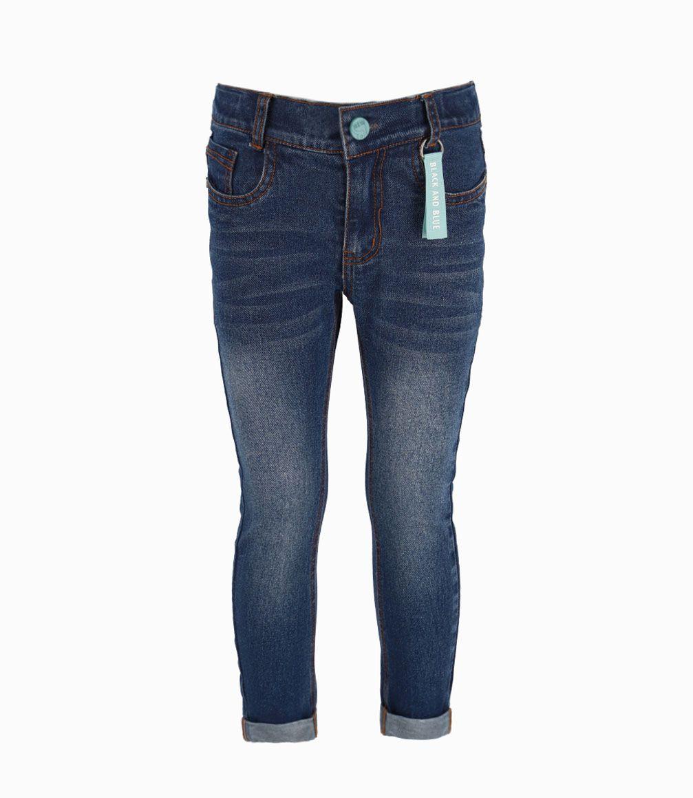 Jeans Con Botón Celeste Niño Denim Azul Black and Blue-0