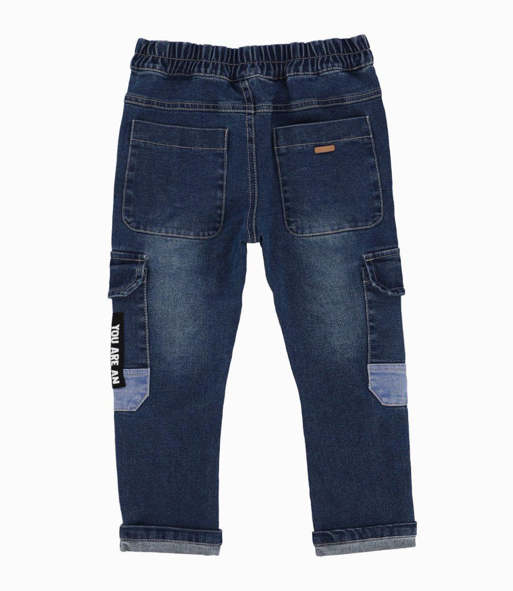 Jeans Niño Con Bolsillos Cargo Denim Azul-2