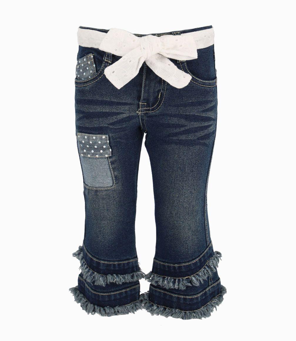 Jeans Con Bajo Deflecado Bebé Niña Denim Azul Limonada-0