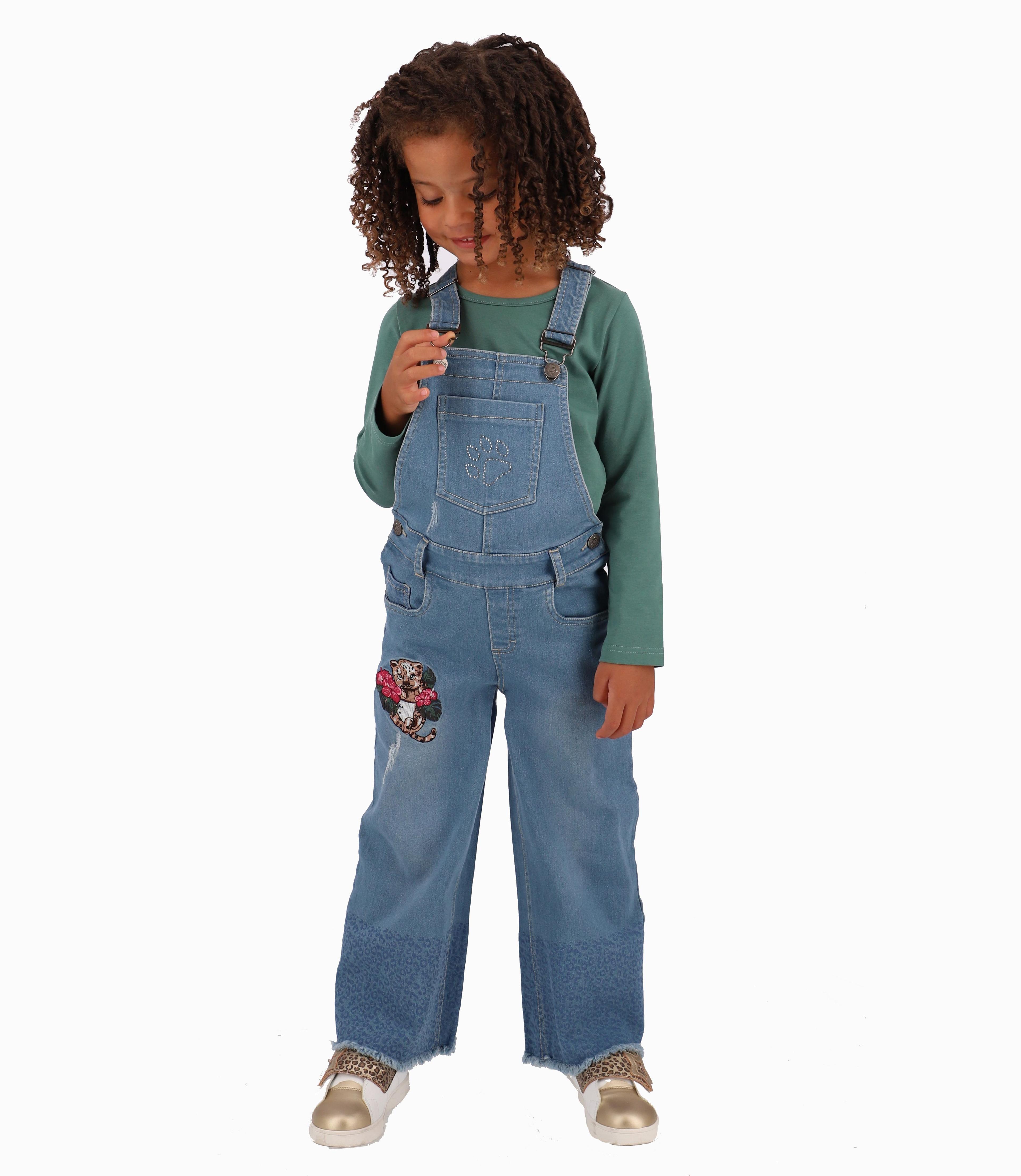 Jardinera Niña Acampanada Limonada Denim Celeste-1