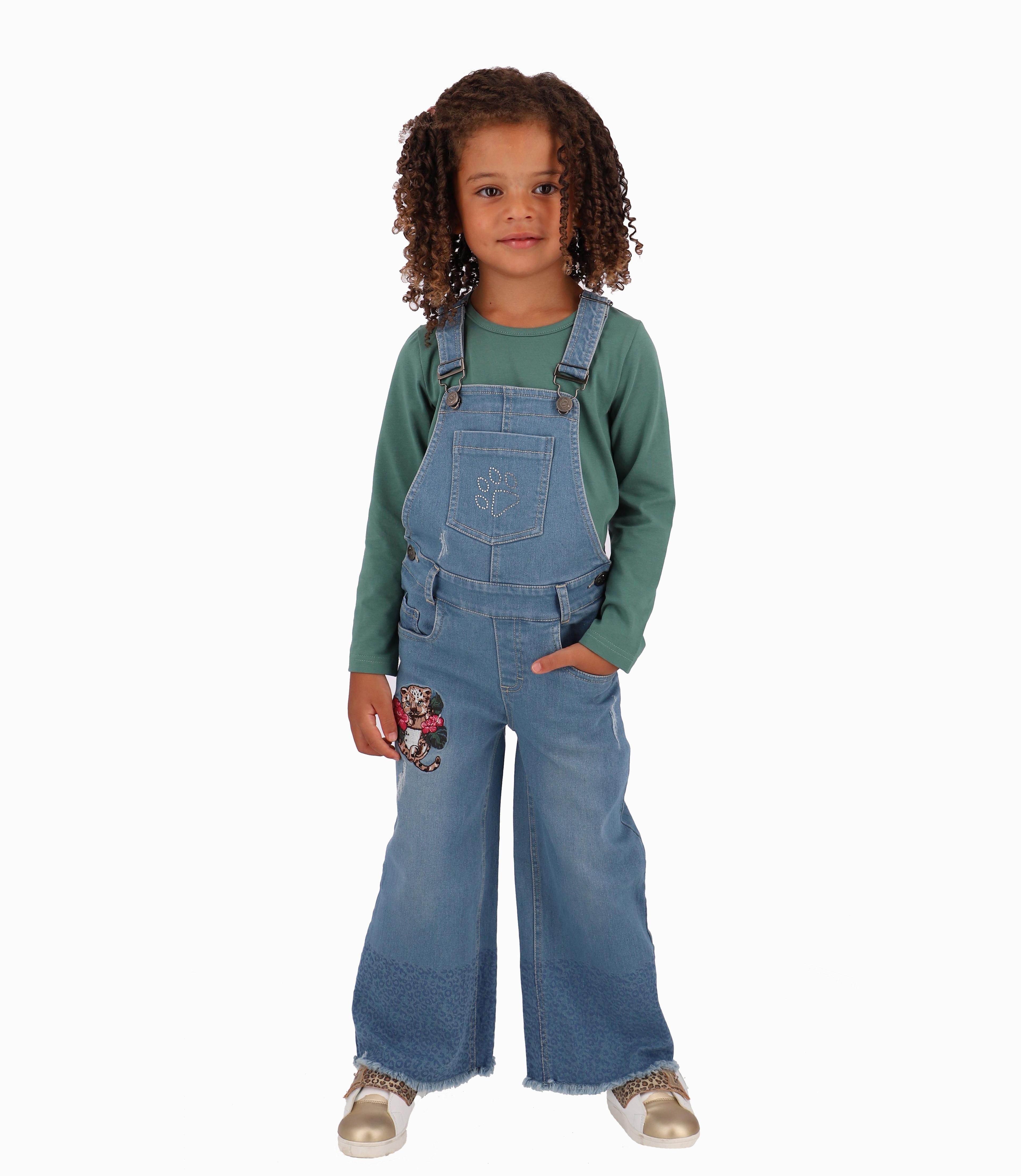 Jardinera Niña Acampanada Limonada Denim Celeste-0