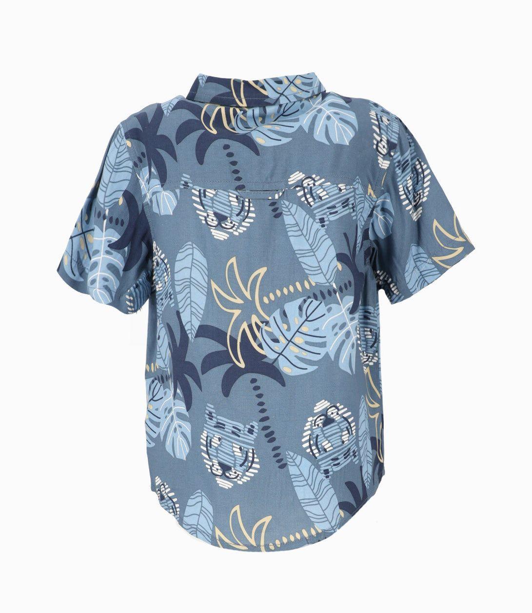 Camisa manga corta bebé palmeras azul Black and Blue-2