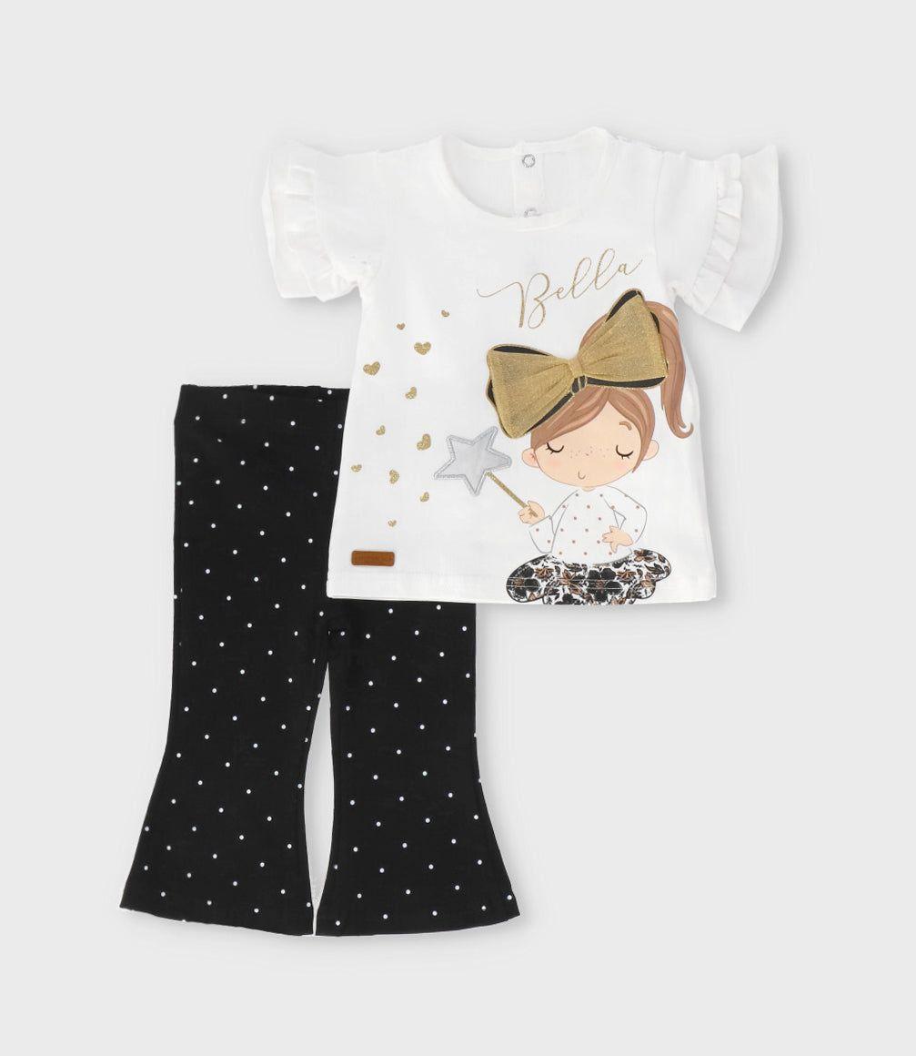 Conjunto bebé con estampado y puntos crudo Limonada-0