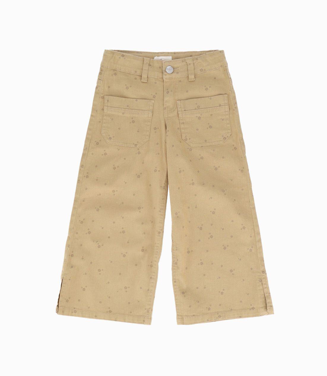 Pantalón niña con flores beige 4 Kids-0