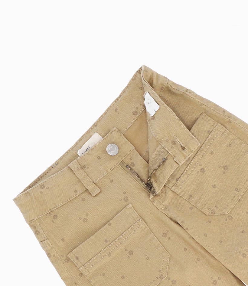 Pantalón niña con flores beige 4 Kids-2