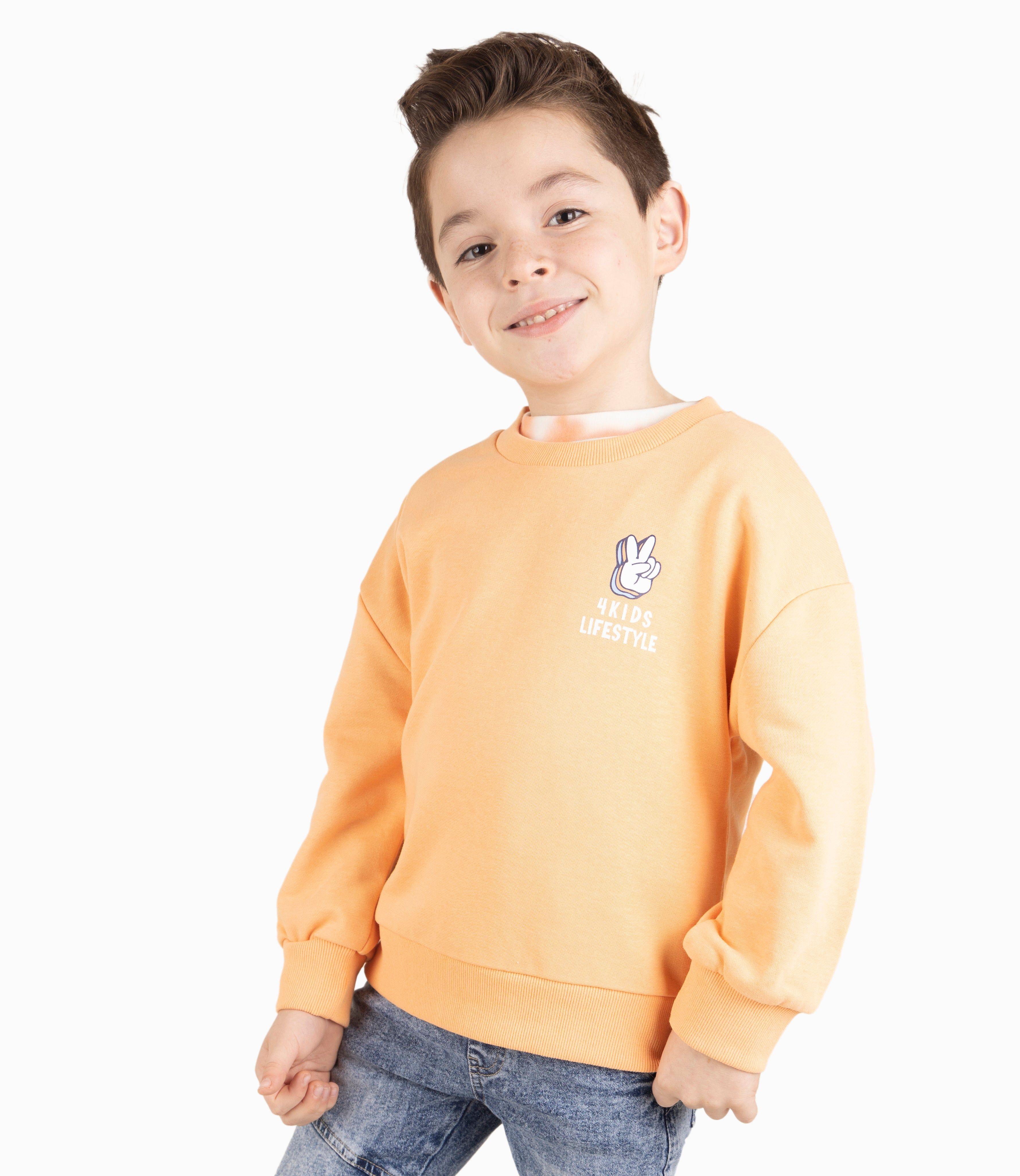 Polerón Niño Con Estampado Naranjo-2