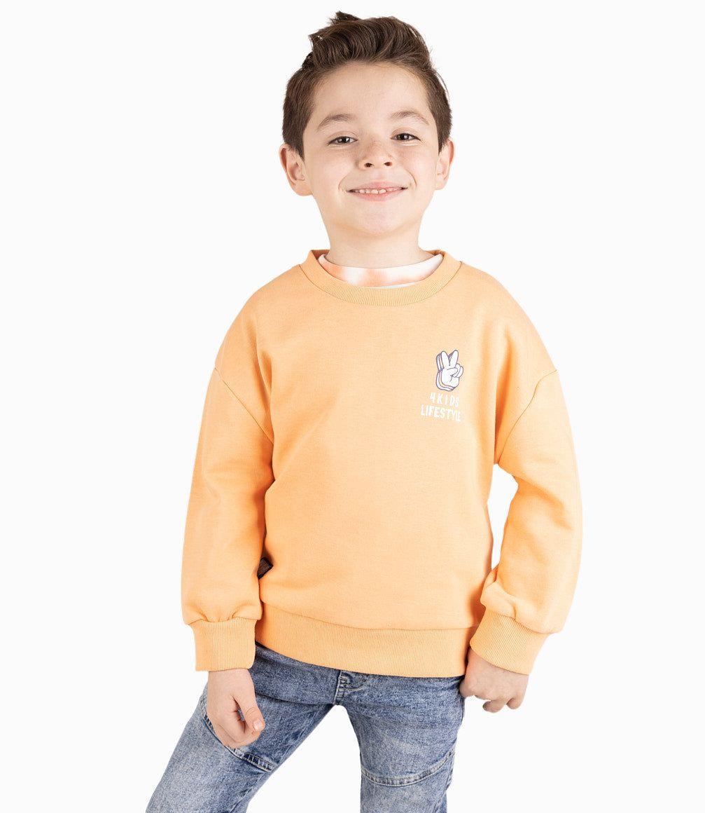 Polerón Niño Con Estampado Naranjo-5