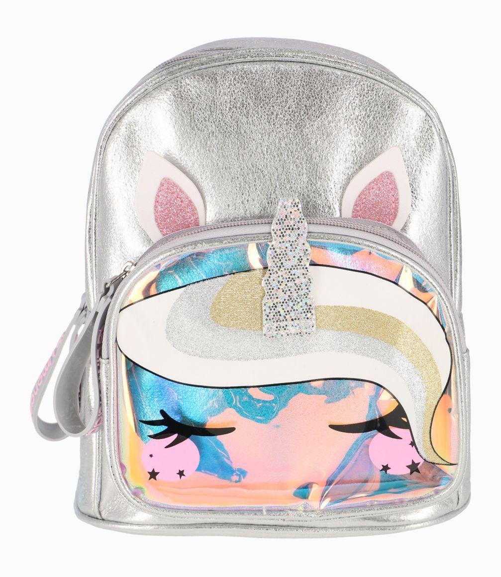 Mochila Con Bolsillo Tornasol Niña Plateado Limonada-0