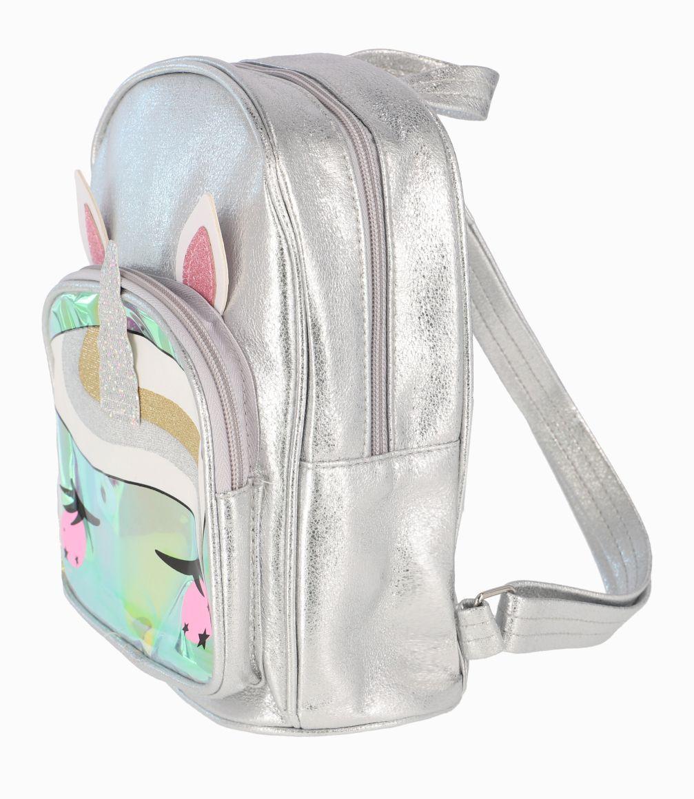 Mochila Con Bolsillo Tornasol Niña Plateado Limonada-1