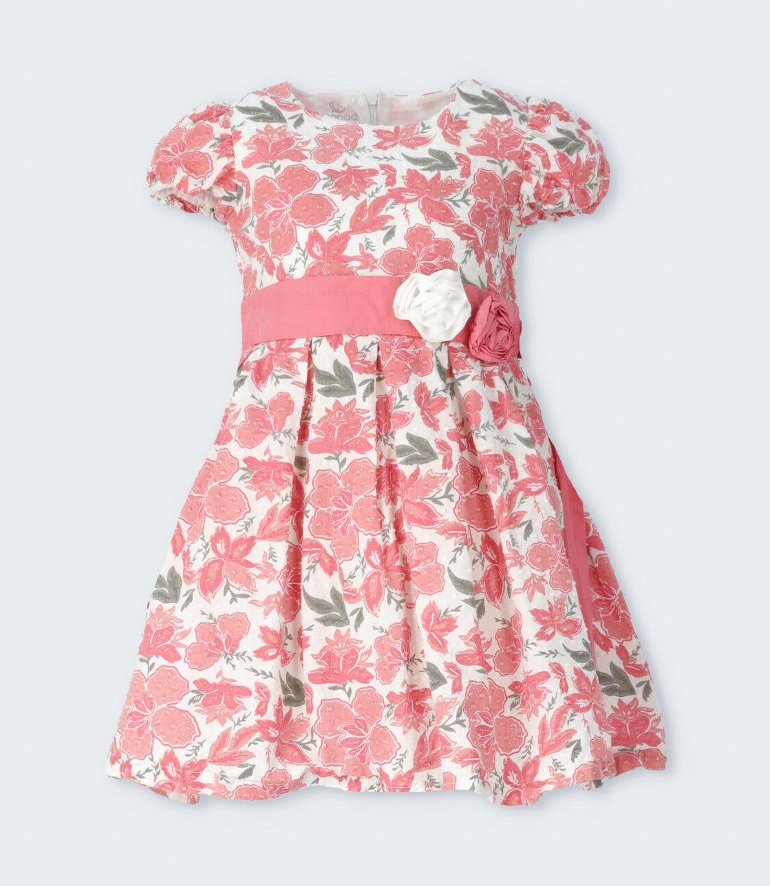 Vestido niña floreado coral Limonada-1