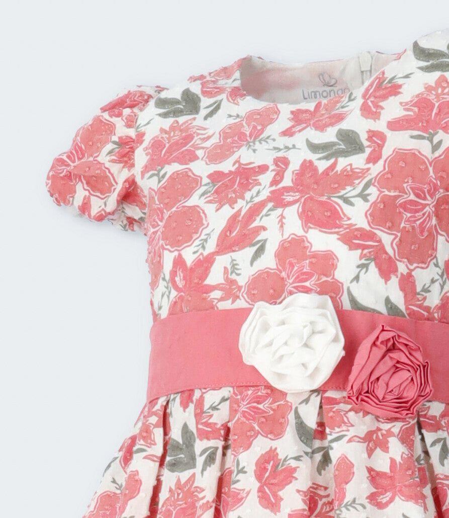 Vestido niña floreado coral Limonada-3