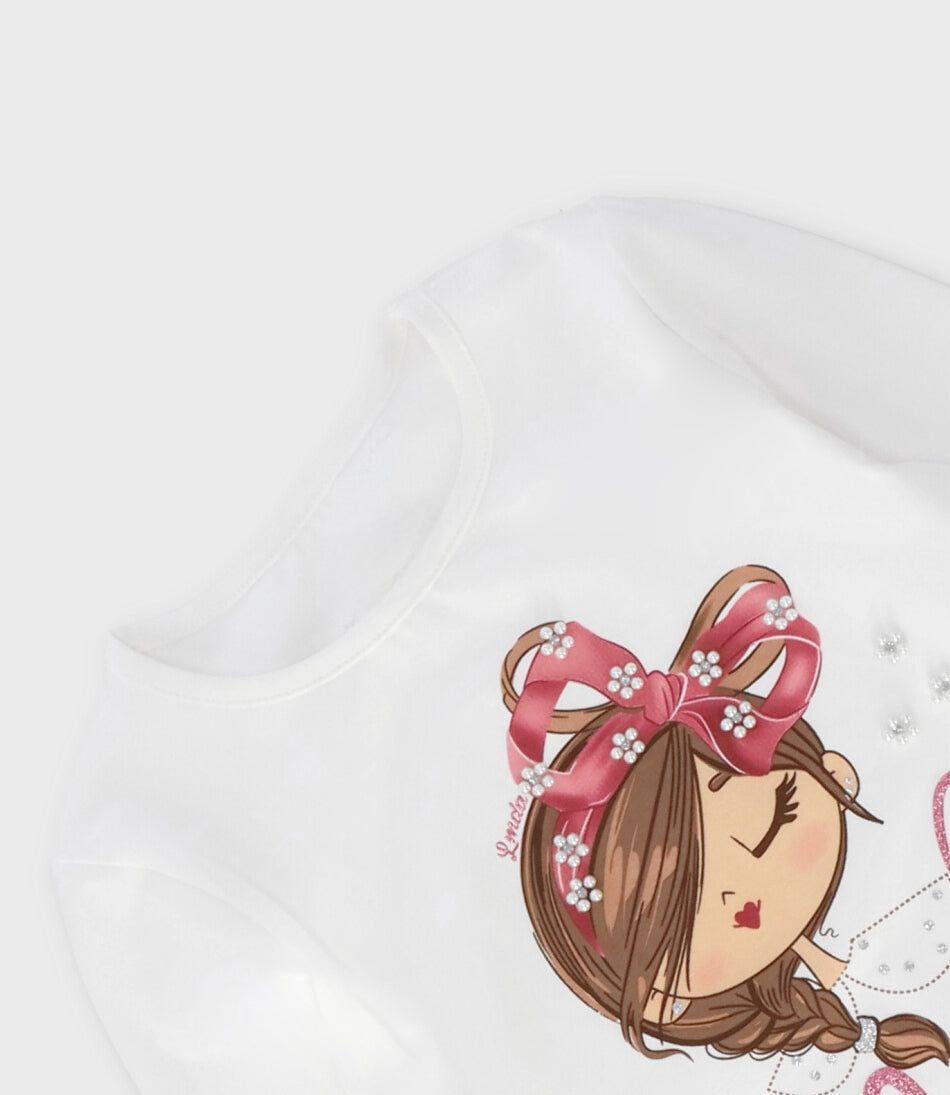 Polera manga larga niña con estampado crudo Limonada-2