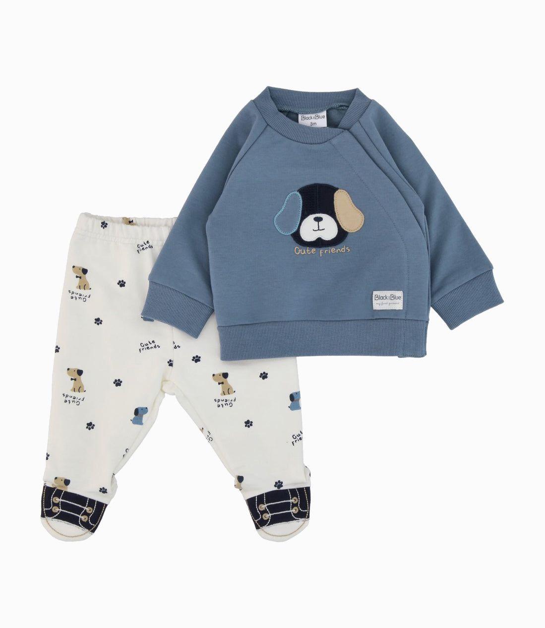 Buzo recién nacido de perritos celeste Black and Blue-0