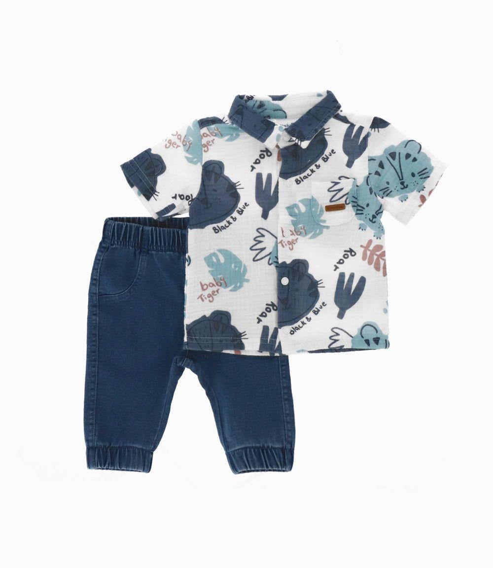 Conjunto recién nacido con tigres menta Black and Blue-0