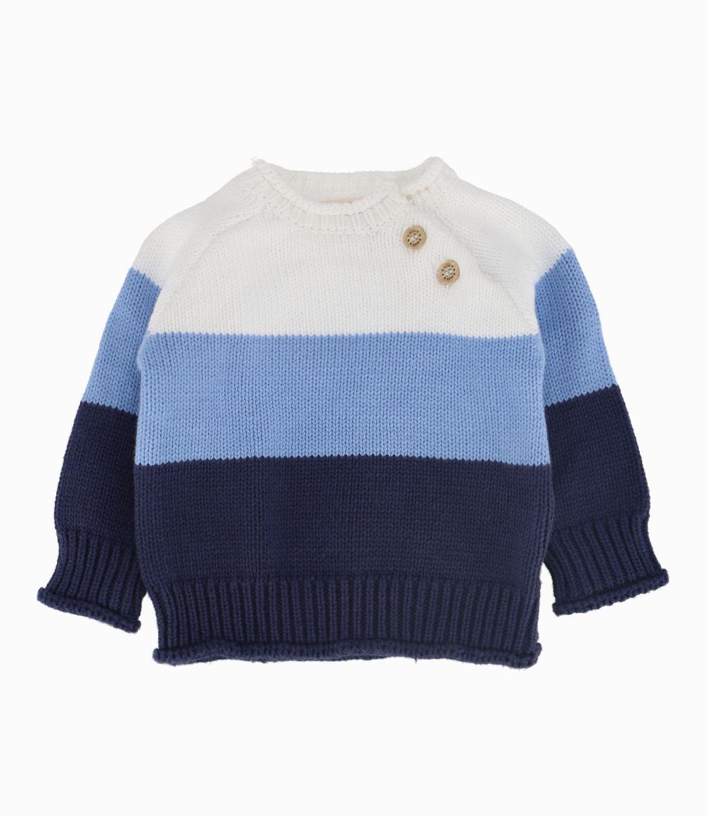 Chaleco Tricolor Recién Nacido 100% Algodón Celeste 4 Kids-0