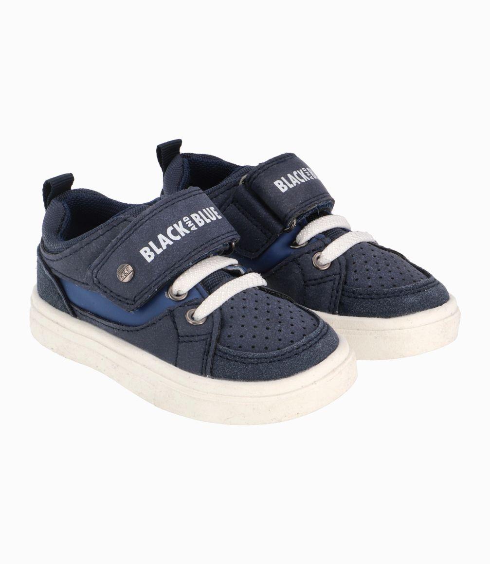 Zapatilla Suela Plana Bebé Niño Azul Marino Black and Blue-0