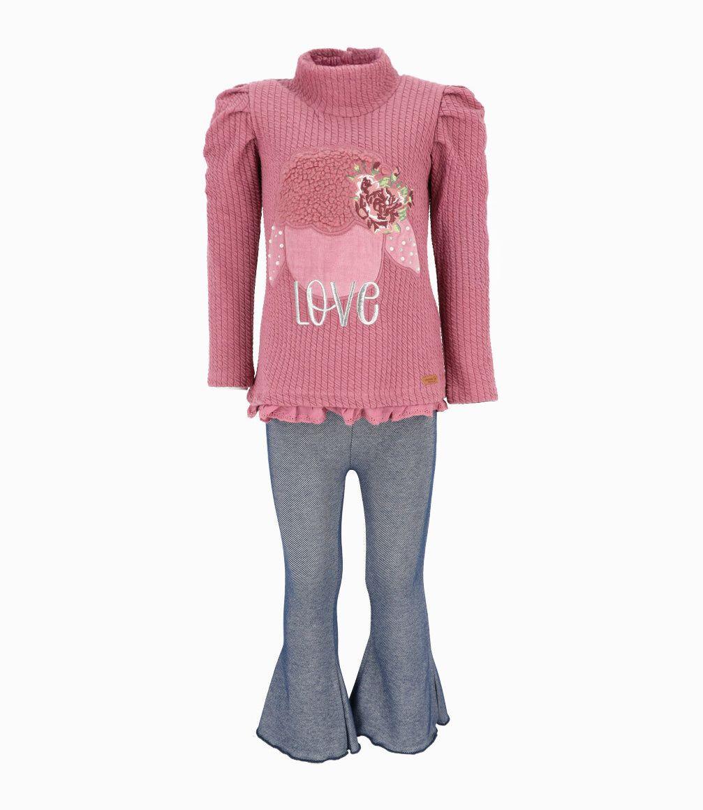 Conjunto niña love burdeo Limonada-0