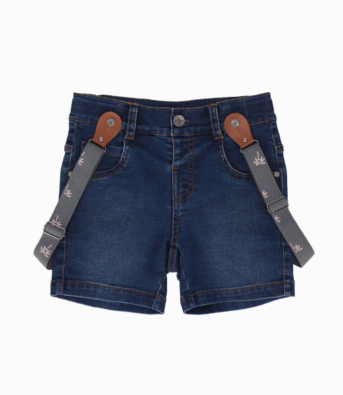 Bermuda niño con suspensores azul Black and Blue-0