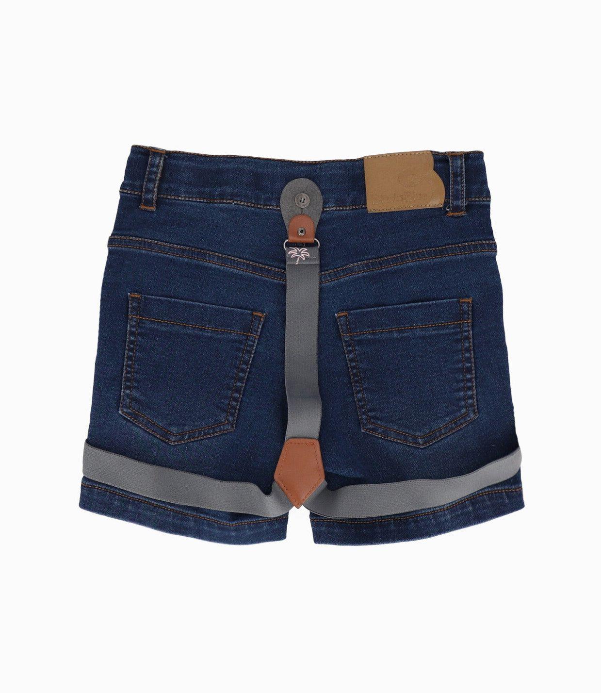 Bermuda niño con suspensores azul Black and Blue-1