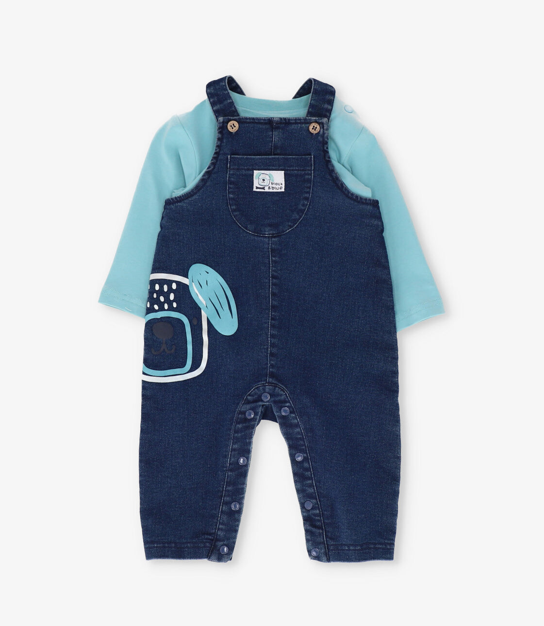 Conjunto recién nacido con jardinera azul Black and Blue-1