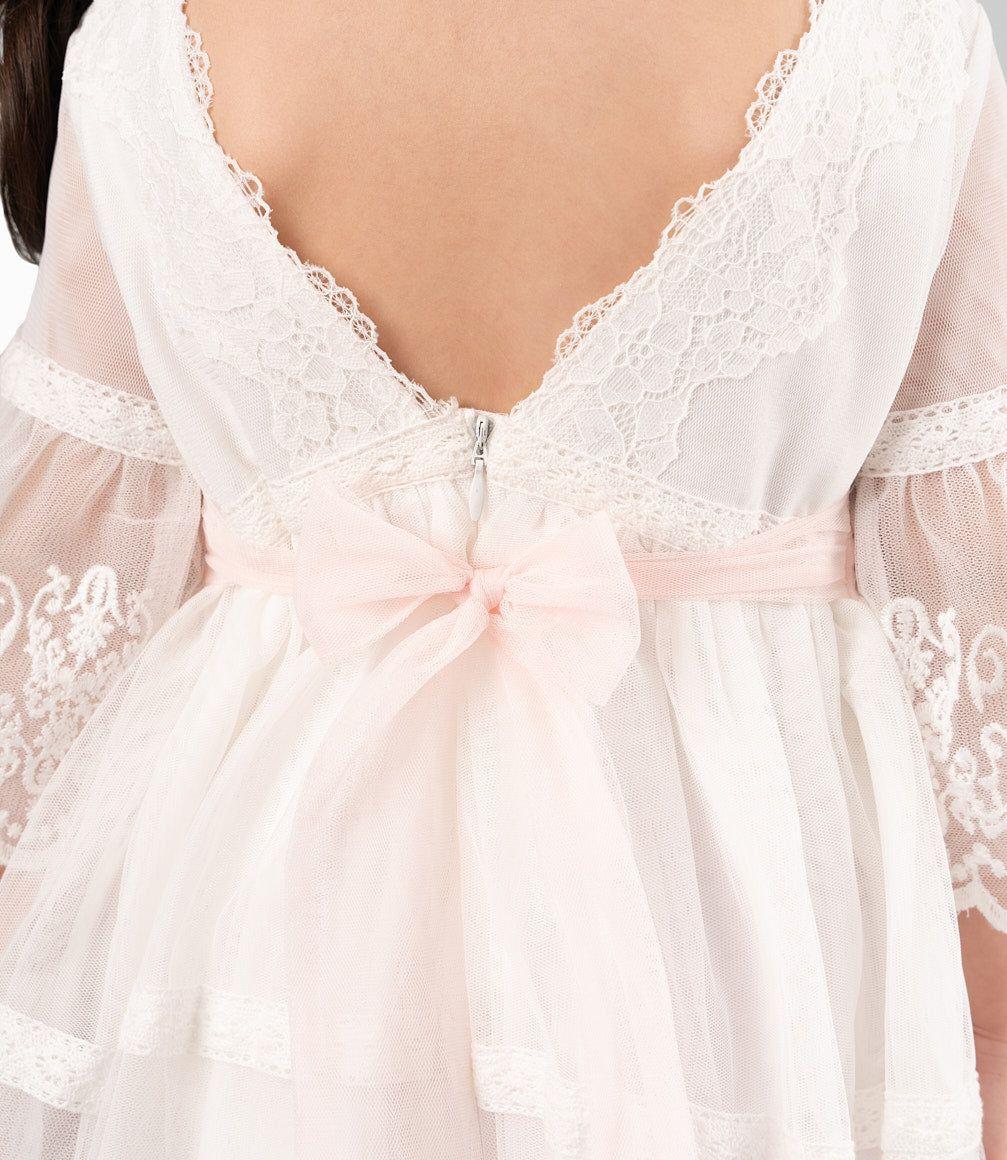 Vestido Bebé Ocasión Con Lazo Blanco-3