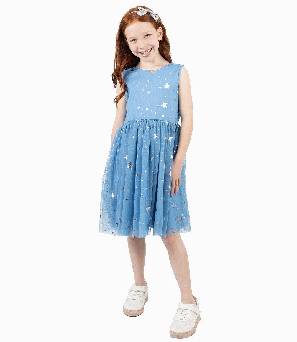 Vestido Niña Con Tull Azul-6