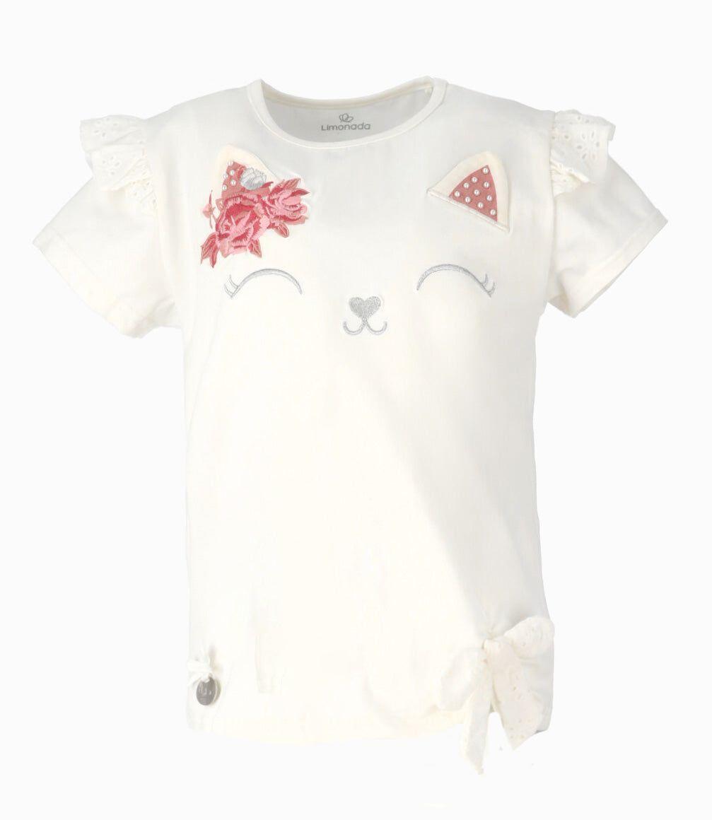 Polera manga corta niña con nudo crudo Limonada-0