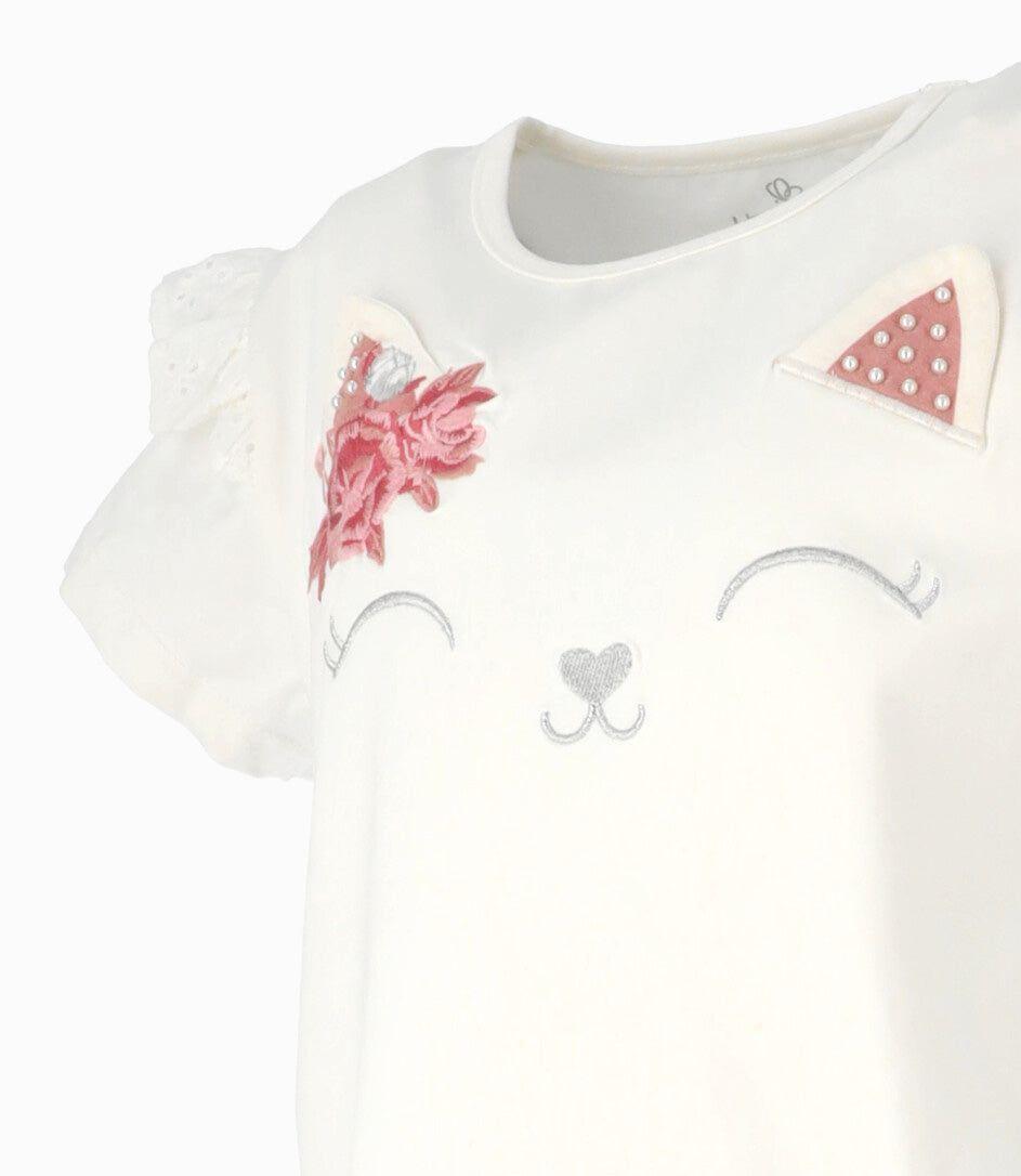 Polera manga corta niña con nudo crudo Limonada-2