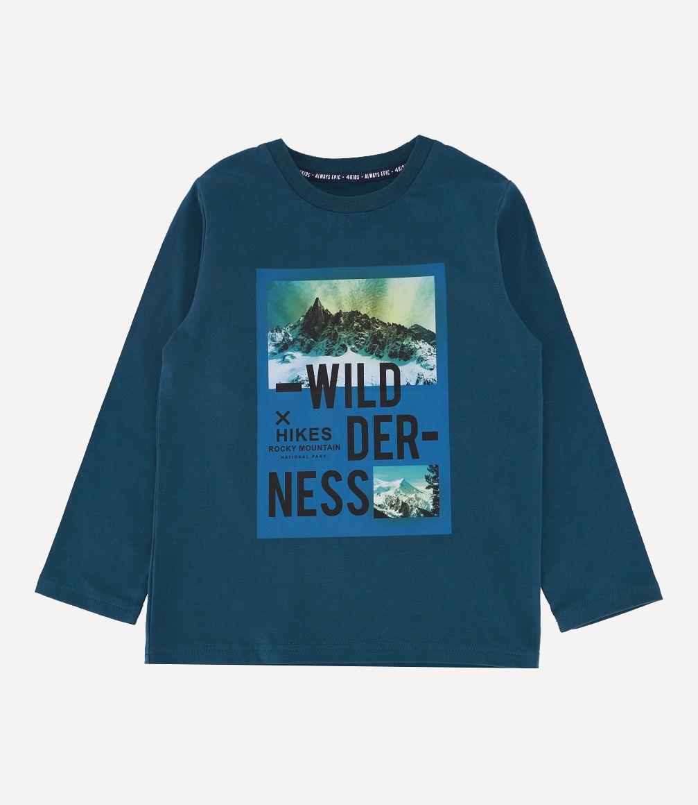 Polera Wilderness Niño Azul Piedra 4 Kids-0