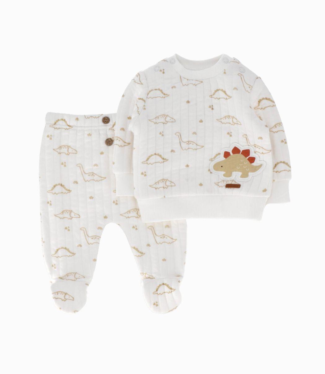 Conjunto recién nacido con dinosaurios blanco Black and Blue-0