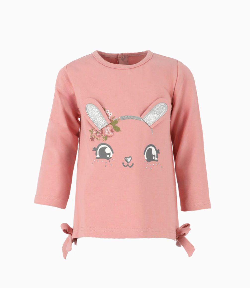 Polera bebé con conejo y lazos palo rosa Limonada-0