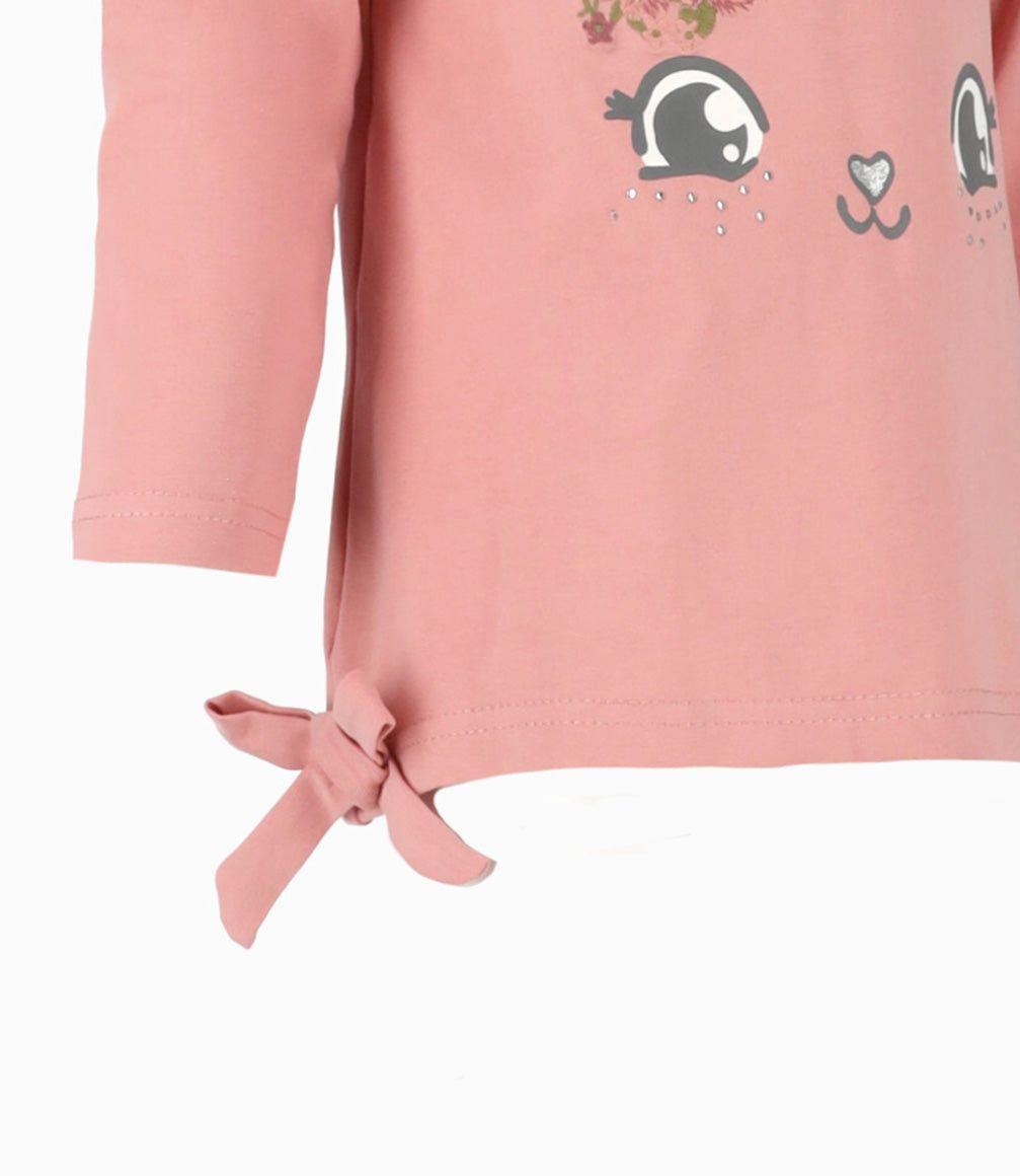 Polera bebé con conejo y lazos palo rosa Limonada-2