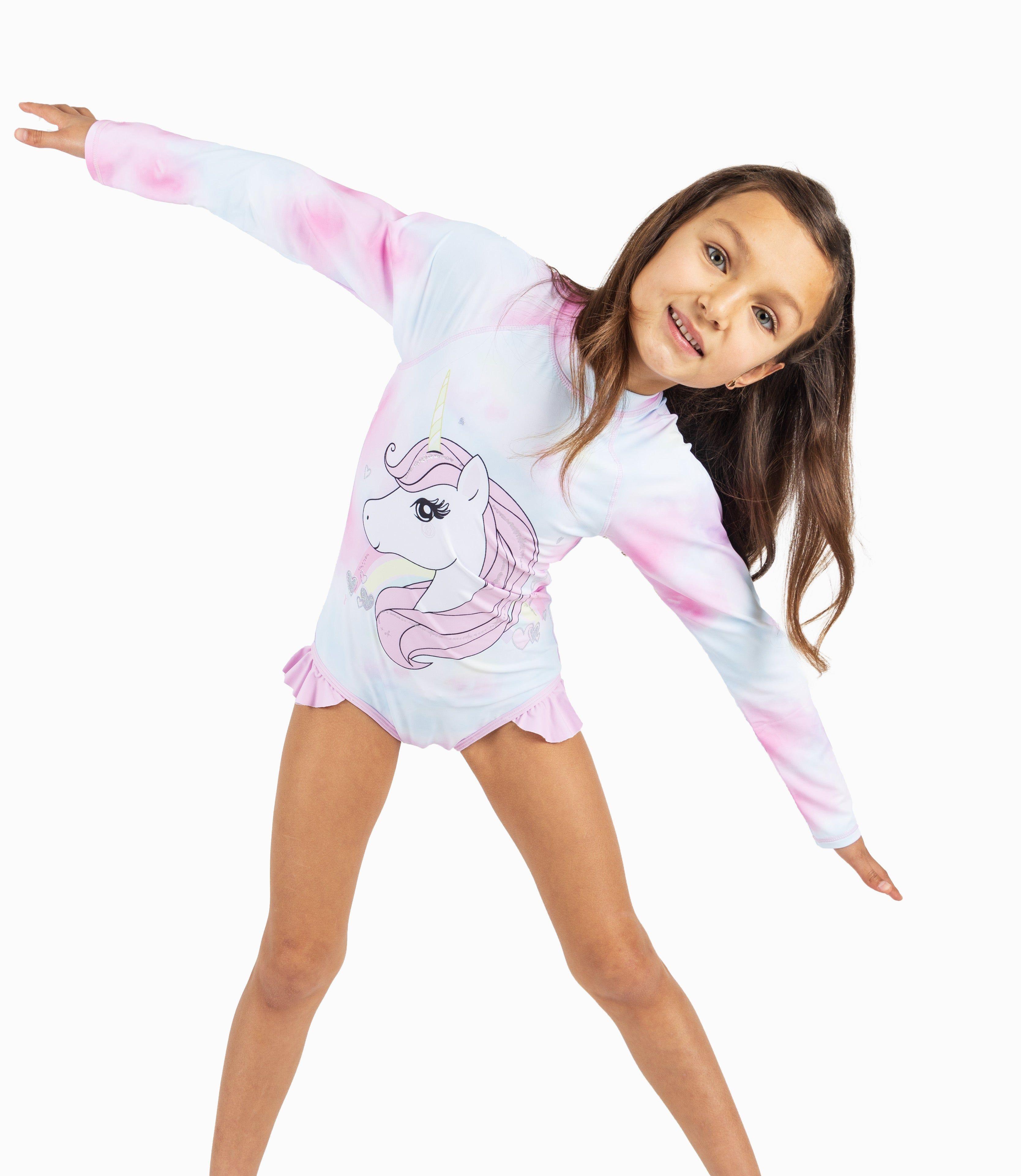 Traje De Baño Niña Unicornio Rosado-0
