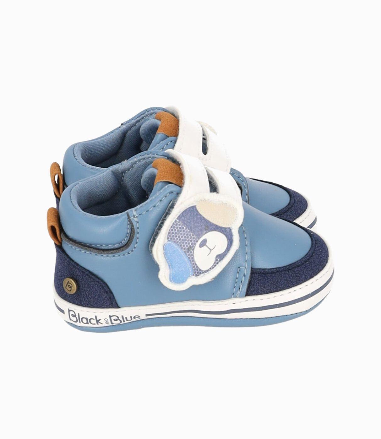 Zapatilla recién nacido con perrito azul Black and Blue-1